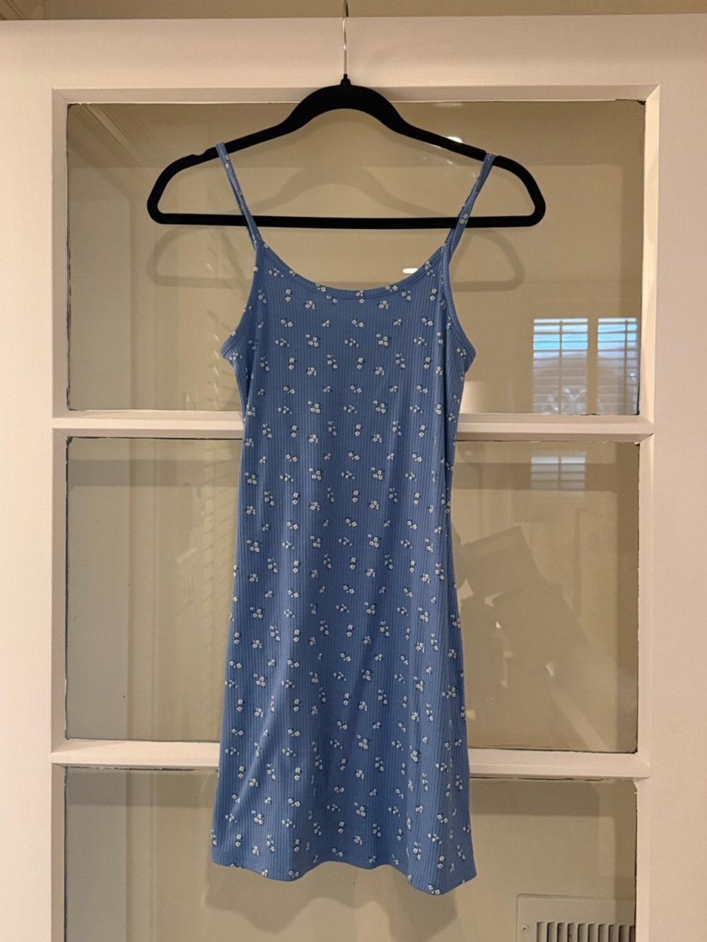 Blue Floral Slip Dress with Spaghetti Straps